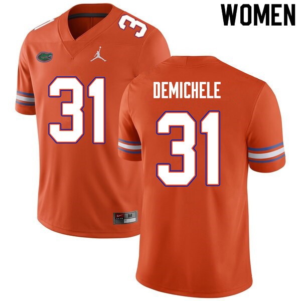 Women #31 Chase DeMichele Florida Gators College Football Jersey Orange
